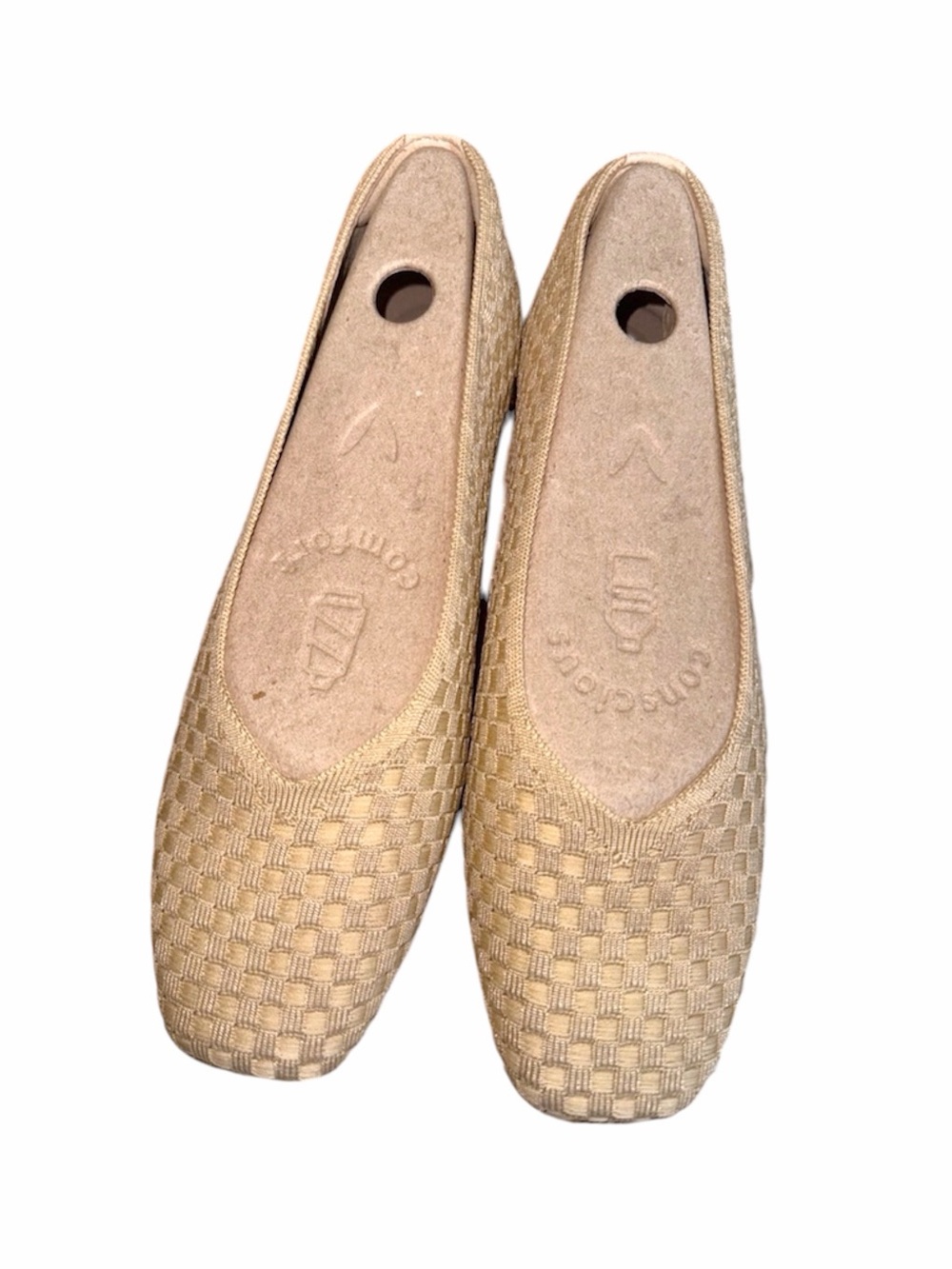 VIVAIA Margot 2.0 Tan Woven Flats Comfortable Knit Ballet Shoes EU/41.5 US/10